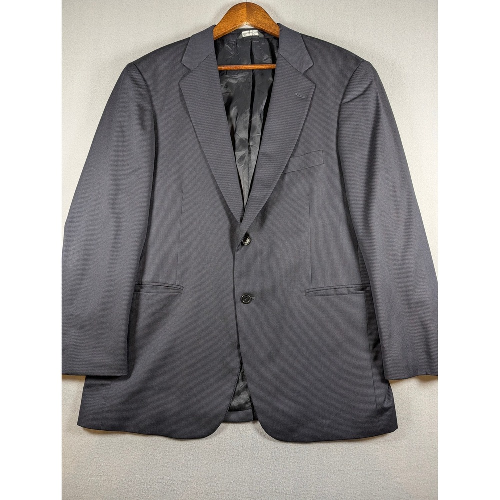Nathan David Cicero Mens 42R Blazer Black Pinstripe Worsted Wool Italy
